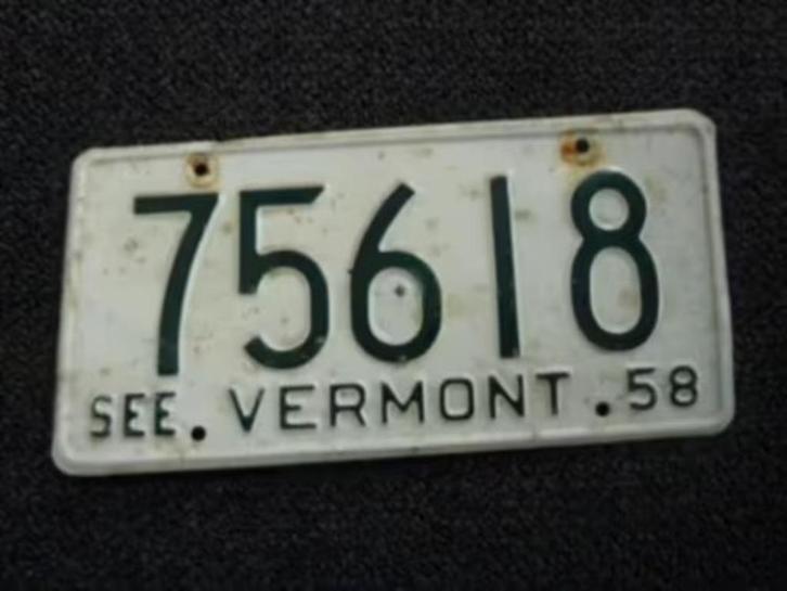Kentekenplaat licenseplate See Vermont 1958 USA, Verzamelen, Automerken, Motoren en Formule 1, Gebruikt, Auto's, Verzenden