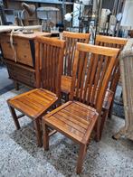 4 keer teak houten stoel teakhout hout stoelen, Ophalen, Gebruikt, Bruin, Vier