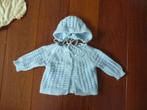 Leuk lichtblauw tricot vestje met muts, mt 68 Vintage, Kinderen en Baby's, Babykleding | Maat 68, Gebruikt, Ophalen of Verzenden