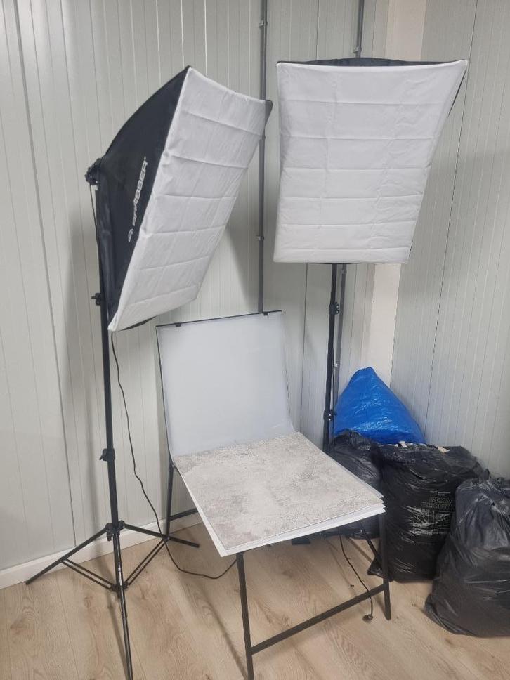Inklapbare fotostudio met daglichtset & flat lay achtergrond, Audio, Tv en Foto, Fotografie | Fotostudio en Toebehoren, Zo goed als nieuw