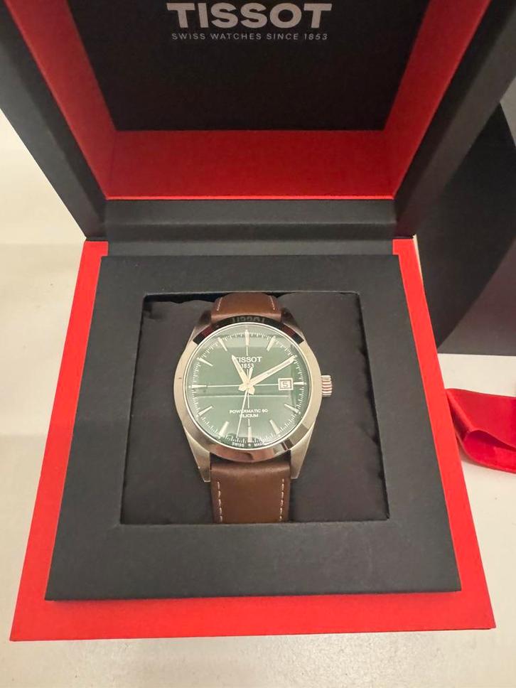 Tissot gentleman powermatic 80 groene wijzerplaat, Sieraden, Tassen en Uiterlijk, Horloges | Heren, Zo goed als nieuw, Staal, Ophalen of Verzenden
