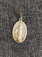 Vintage Maria Goud Tone Medaille Religieuze, Goud, Met edelsteen, Zo goed als nieuw, Zilver