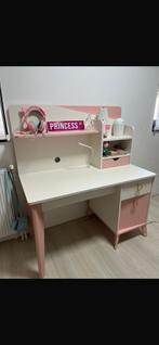 Leuke bureau meisje tienerkamer roze wit goud 120x137, Ophalen, Gebruikt