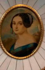 Schilderij miniatuur schilderijtje van jonkvrouw Schilder ?, Ophalen of Verzenden