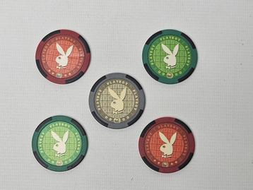 # 5 playboy poker fishes 2 x rood 2 x groen 1 x grijs beschikbaar voor biedingen