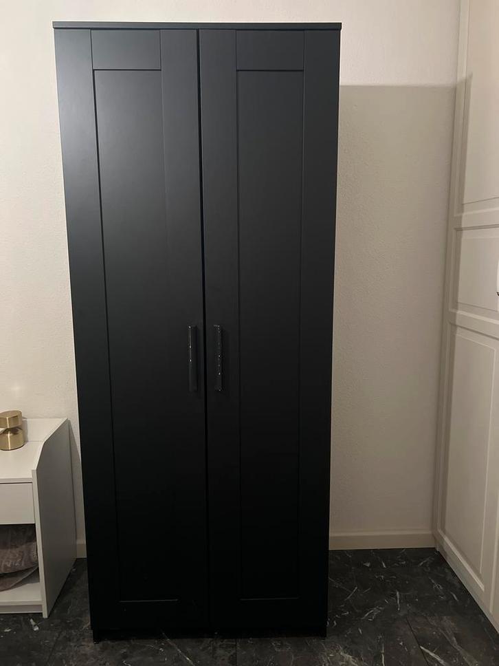 Zwarte Kledingkast met Deuren, Huis en Inrichting, Kasten | Kledingkasten, Gebruikt, 150 tot 200 cm, 50 tot 100 cm, 50 tot 75 cm