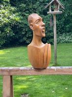 Houten buste man met baard. Beeld hout hoofd man. Vintage., Antiek en Kunst, Kunst | Beelden en Houtsnijwerken, Ophalen