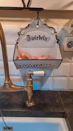 EMAILLE WAND- UIENBAKJE WIT EMAILLE DONKERBLAUWE RAND, Verzenden