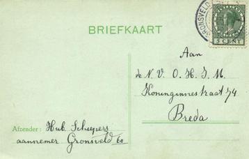 Hub Schiepers, aannemer, Gronsveld - 06.1929 - briefkaart beschikbaar voor biedingen