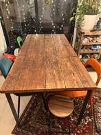 Houten eettafel met stalen poten - Loods 5, Huis en Inrichting, Ophalen, 50 tot 100 cm, Zo goed als nieuw, Vijf personen of meer