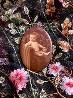 Antiek tasspiegeltje baby in art deco stoel, Ophalen of Verzenden