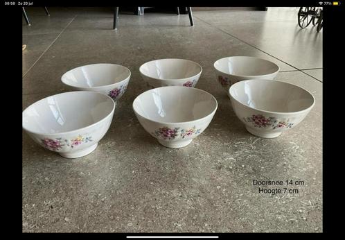 6 Vintage Franse spoelkommen/Cafe au Lait kommen (KWF), Antiek en Kunst, Antiek | Servies compleet, Ophalen of Verzenden