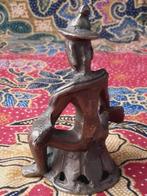 Trommelspeler mooi oud brons beeldje uit India 8,7 cm., Ophalen of Verzenden