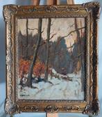 G. Langeweg - Hout sprokkelen in de sneeuw - Paneel - 1925, Antiek en Kunst, Kunst | Schilderijen | Klassiek, Ophalen of Verzenden