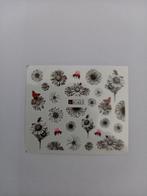 Velletje nagel water decals stickers A1651 bloemen zwart, Verzenden, Zwart, Nieuw, Handen en Nagels