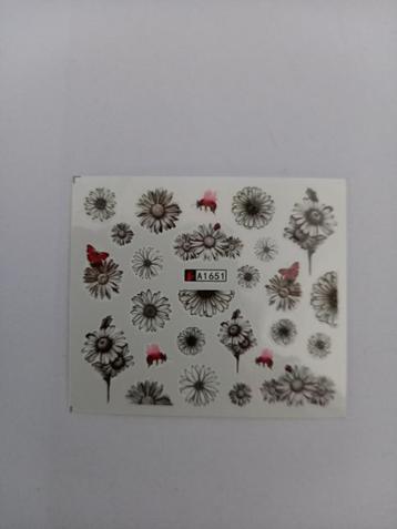 Velletje nagel water decals stickers A1651 bloemen zwart beschikbaar voor biedingen