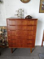 Deense teak jaren 60 ladekast, retro kast, Ophalen, Gebruikt, 5 laden of meer, 100 tot 150 cm