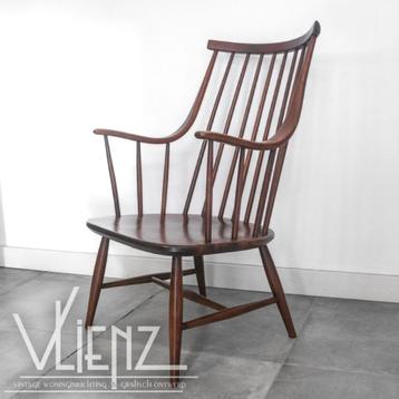 Vintage hout Lena Larsson spijlenstoel stoel fauteuil Nesto beschikbaar voor biedingen
