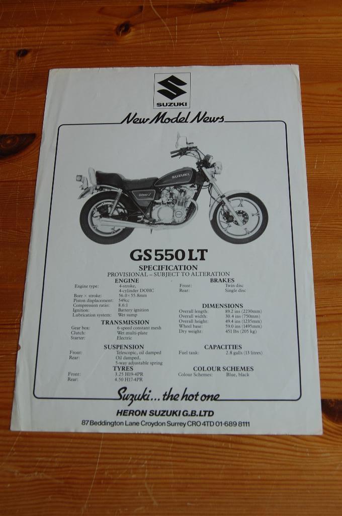 Suzuki GS550LT, Motoren, Handleidingen en Instructieboekjes, Suzuki, Ophalen of Verzenden