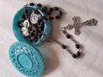 Antieke rozenkrans met religieuze hangertjes, zilver gekeurd, Antiek en Kunst, Verzenden