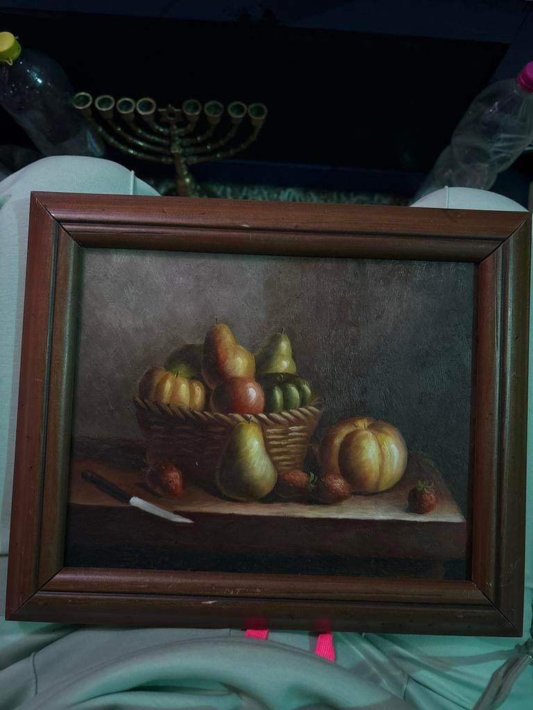 Stilleven met fruit in lijst, Antiek en Kunst, Kunst | Schilderijen | Klassiek, Ophalen of Verzenden