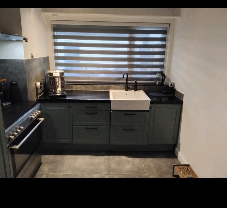 keuken, Huis en Inrichting, Keuken | Complete keukens, Gebruikt, Hoekkeuken, Wit, Graniet of Steen, Ophalen of Verzenden