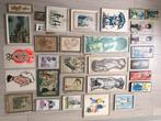Ruim 30 oude antieke vintage prentjes, tekeningen lijstjes, Antiek en Kunst, Kunst | Tekeningen en Foto's, Ophalen