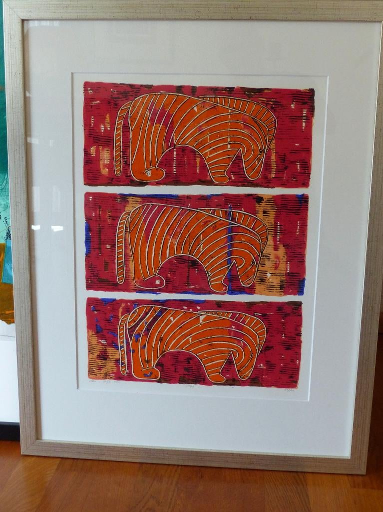 zeefdruk van Ans van Dijk, ingelijst, Antiek en Kunst, Kunst | Litho's en Zeefdrukken, Ophalen