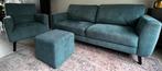 3 zitsbank + fauteuil petrol kleur incl textile care set, Huis en Inrichting, Banken | Bankstellen, Ophalen, Gebruikt, Driepersoons
