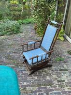 Vintage Schommelstoel met Blauwe Bekleding, Ophalen of Verzenden