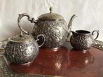 Verzilverd theeservies op dienblad, Antiek en Kunst, Ophalen of Verzenden, Zilver