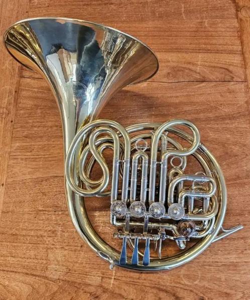 Gebr. Alexander Mainz mod. 104 Bb/F Dubbele hoorn, Muziek en Instrumenten, Blaasinstrumenten | Hoorns, Zo goed als nieuw, Bes-hoorn