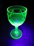 6 Glaasjes gegraveerd annagroen - vaseline glas, Ophalen of Verzenden