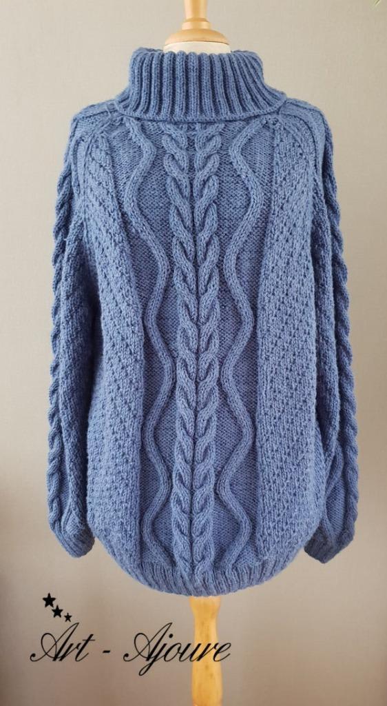 Art-Ajoure handgebreide coltrui Maat L, Kleding | Dames, Truien en Vesten, Nieuw, Maat 38/40 (M), Blauw, Verzenden