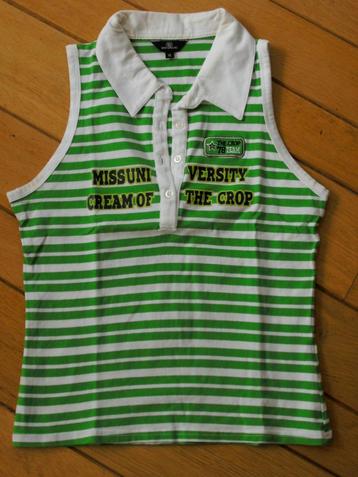 BACKGROUND polo t- shirt mouwloos groen streep maat M beschikbaar voor biedingen
