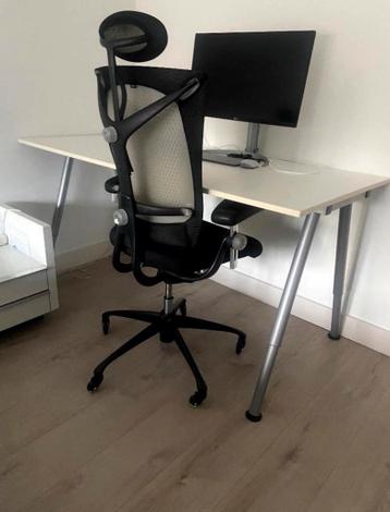 IKEA Galant Bureau 80x160 - Wit blad, grijze poten - afbeelding 1