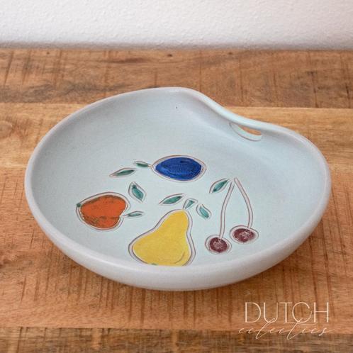 Vintage keramische schaal met fruitpatroon, Huis en Inrichting, Woonaccessoires | Schalen en Manden, Zo goed als nieuw, Schaal