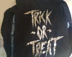 Mooi zwart zilver Trick treat thriller0 shirt longsleeve 134, Ophalen of Verzenden, Zo goed als nieuw, Meisje, Shirt of Longsleeve