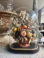 Antiek franse stolp met fruit van glas, Ophalen of Verzenden