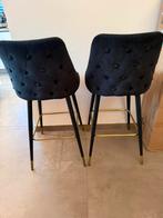 Barkrukken richmond 2x zwart velvet, Huis en Inrichting, Barkrukken, 2 krukken, Ophalen of Verzenden, Gebruikt, 60 tot 90 cm