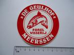 sticker Oud Meerssen vissen hengelsport geulhof forel visser, Verzamelen, Verzenden