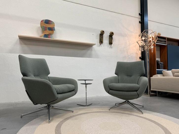 2 Nieuw Leolux Lloyd Plus Draaifauteuils groen stof Stoel, Huis en Inrichting, Fauteuils, Nieuw, Stof, 50 tot 75 cm, 75 tot 100 cm