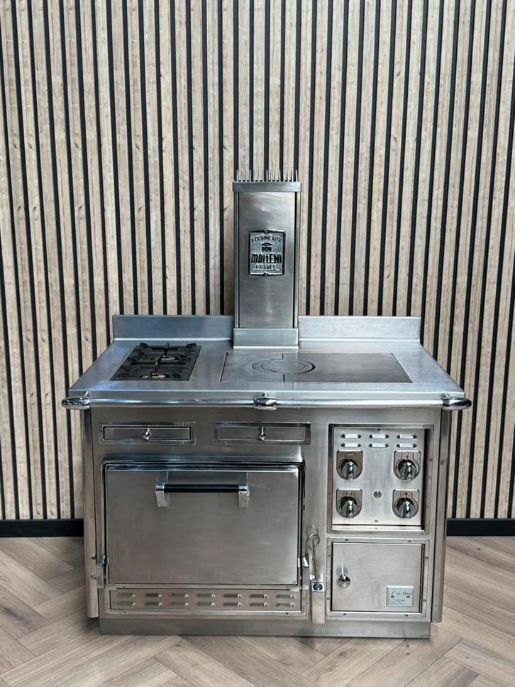 Prachtig Molteni Fornuis Inox 120cm + Gasoven, Witgoed en Apparatuur, Fornuizen, Zo goed als nieuw, Vrijstaand, Gas, 5 kookzones of meer