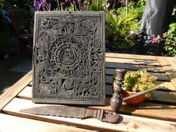 Prachtige Nepalese stempel / drukplaat, siermes en pijp hout beschikbaar voor biedingen