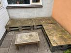 Gratis pallet hoekbank + tafeltje, Tuin en Terras, Ophalen, Gebruikt, Hout
