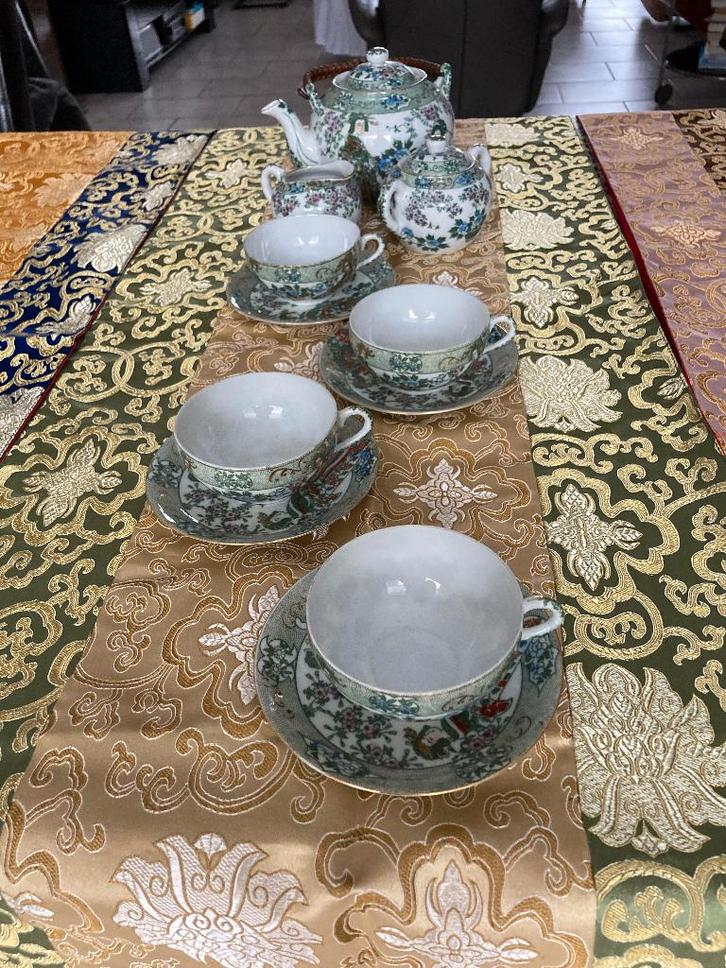 Chinees theeservies | 11 dlg | Geisha | eierschaalporselein, Huis en Inrichting, Keuken | Servies, Overige typen, Overige stijlen