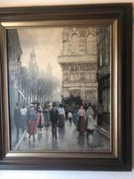 Klassiek schilderij straatbeeld 'Wilhelmus' gesigneerd, Antiek en Kunst, Kunst | Schilderijen | Klassiek, Ophalen