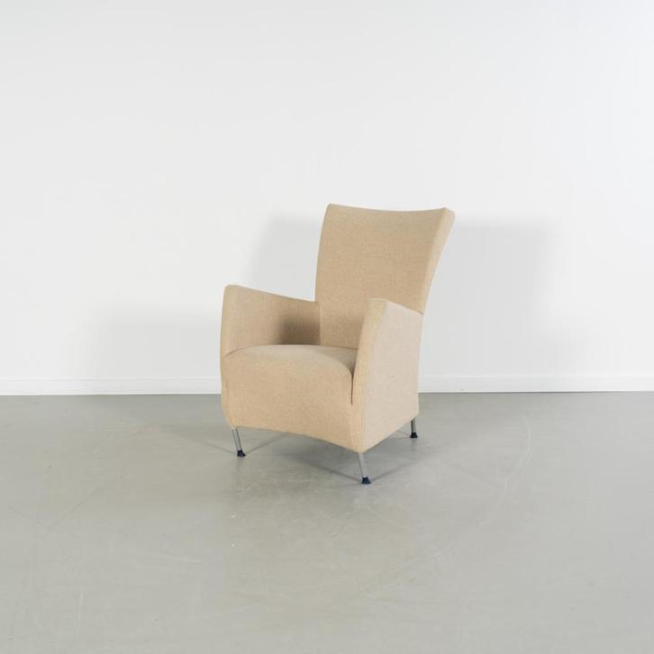 2x Montis Windy Fauteuil Beige Stof - Staal, Huis en Inrichting, Fauteuils, Zo goed als nieuw, Metaal, Stof, 50 tot 75 cm, 75 tot 100 cm