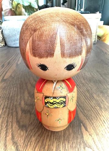 Japans Kokeshi poppetje pop beeldje hout vintage geluk stamp beschikbaar voor biedingen