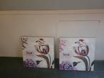 Twee canvas schilderijen met tulpen, Minder dan 50 cm, Ophalen of Verzenden, Minder dan 50 cm, Print